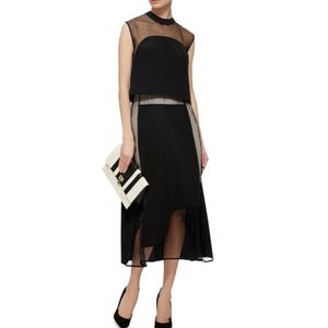 Karla Spetic Silk Crepe and Organza Eleanor Skirt